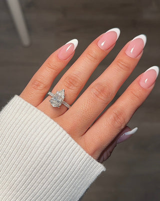 4.0ct Pear Cut Moissanite Hidden Halo Engagement Ring Ring Deluxe Fine Jewelry