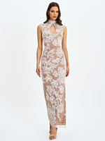 Tavia White Beaded Teardrop Neckline Maxi Dress Miss Circle