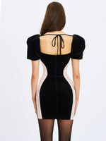 Nova Black Contoured Sweetheart Puff Sleeve Mini Dress Miss Circle