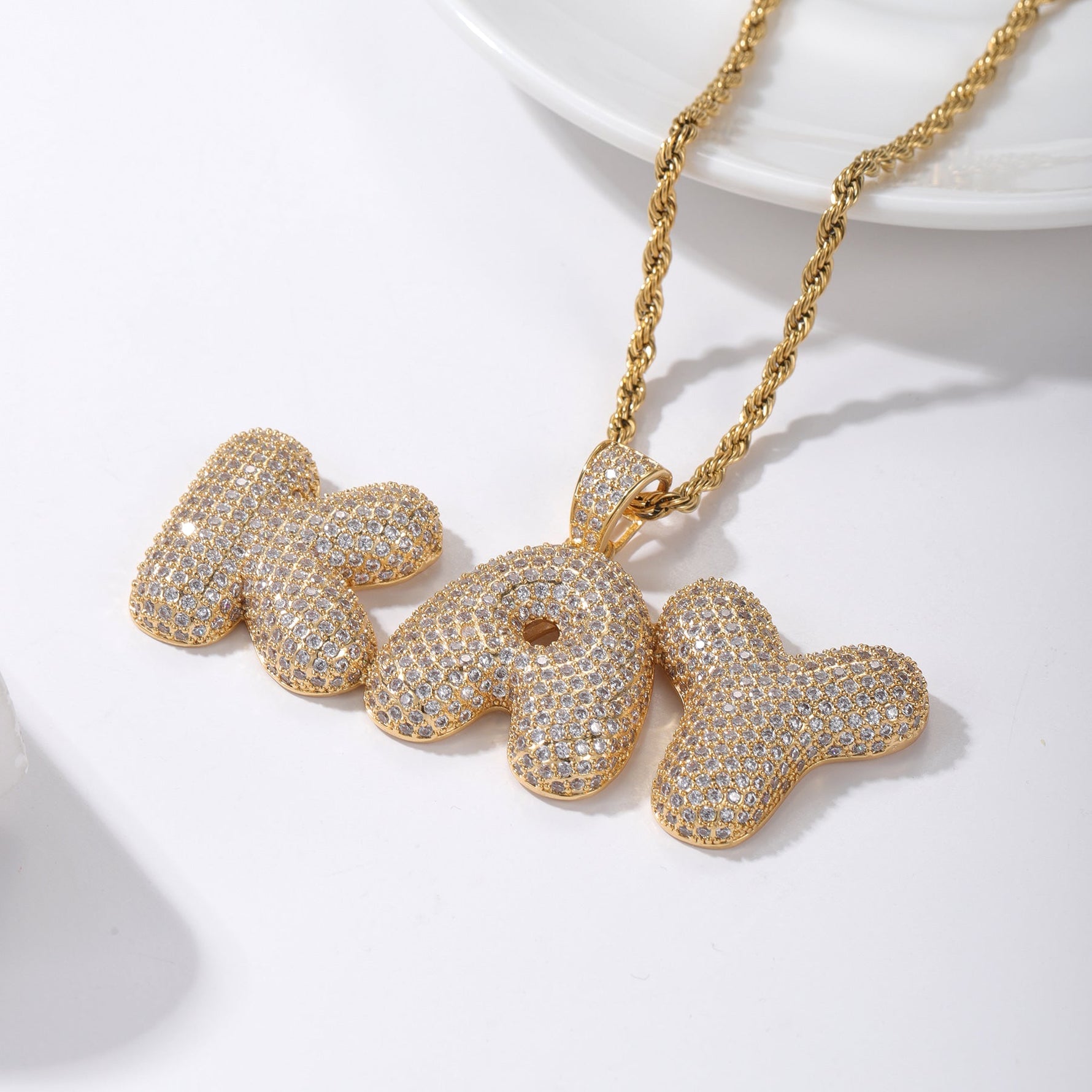 Iced Puff Name Necklace