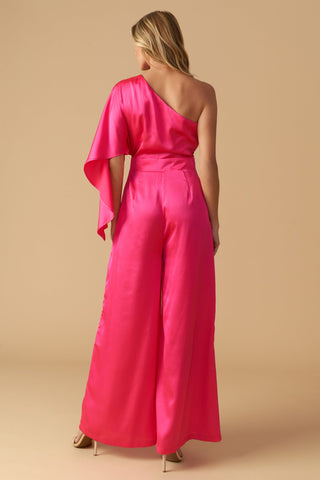 DOWN MEMORY LANE WOVEN SATIN JUMPSUIT - By Baano
