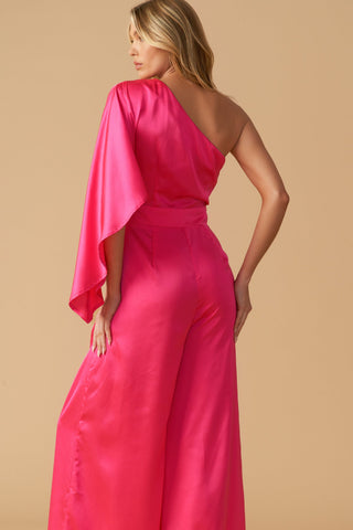 DOWN MEMORY LANE WOVEN SATIN JUMPSUIT - By Baano