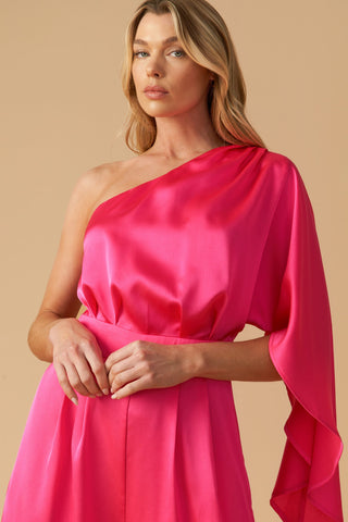 DOWN MEMORY LANE WOVEN SATIN JUMPSUIT - By Baano