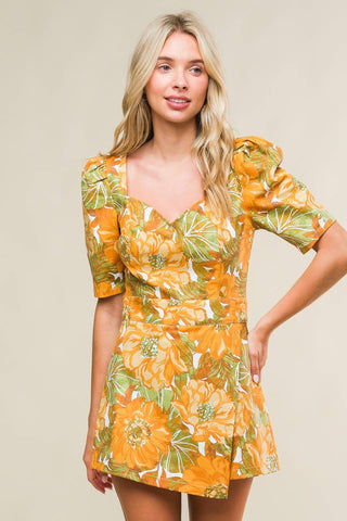 ITALIAN ROMANCE WOVEN SKORT ROMPER - By Baano