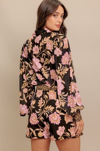 MIDNIGHT BLOOM WOVEN SKORT - By Baano