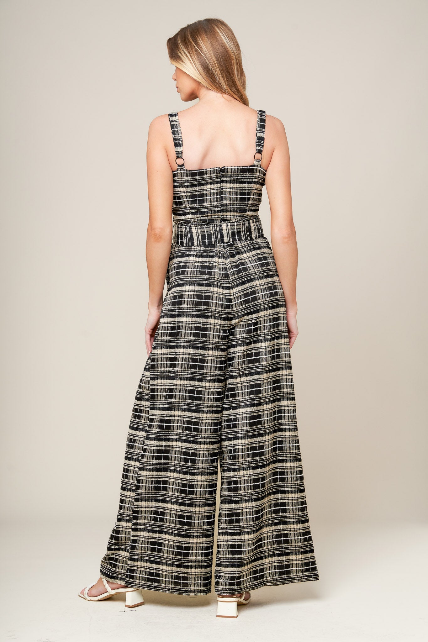 SAND DUNE WOVEN PLAID JUMPSUIT - By Baano