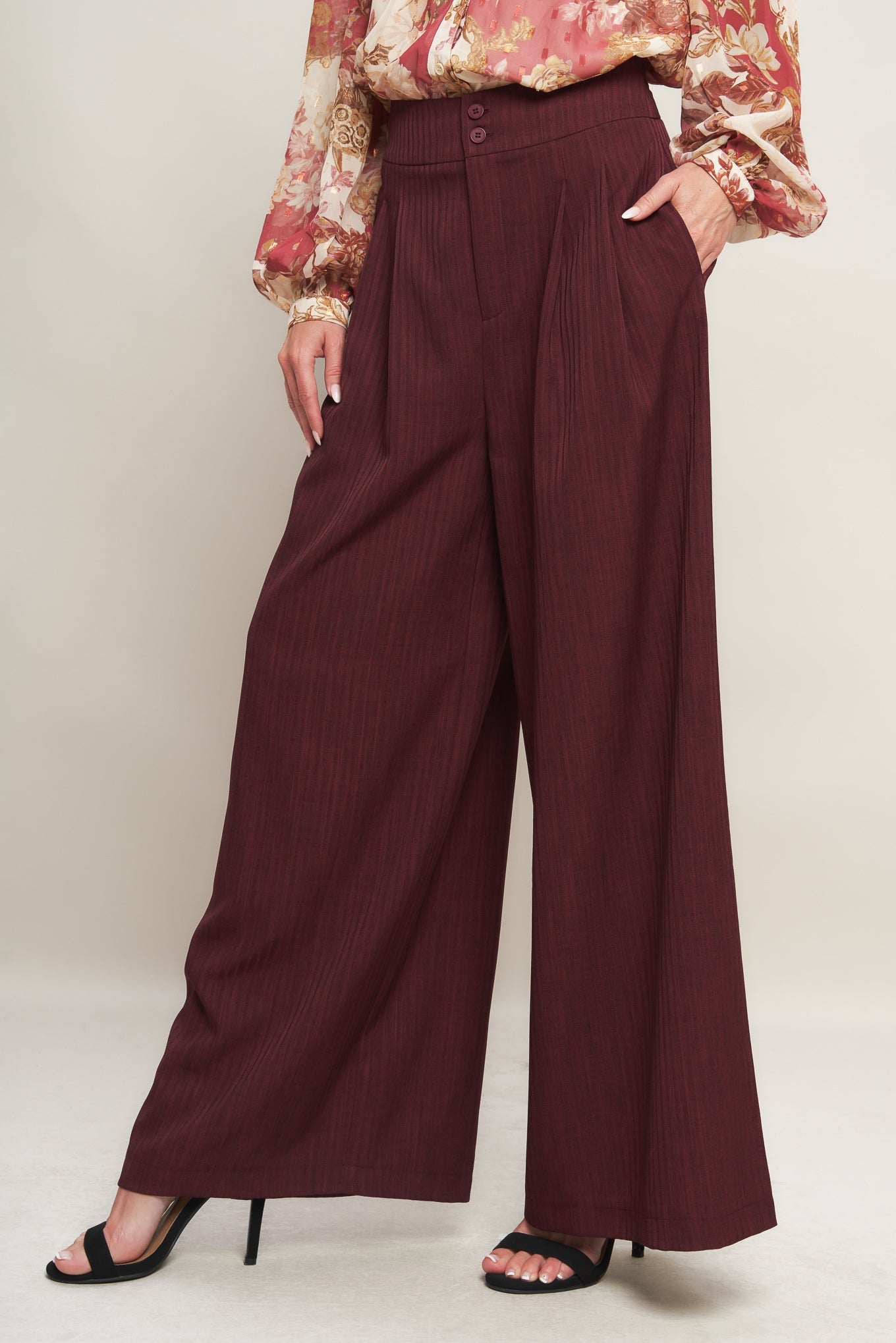 SWEET REMINISCENCE WOVEN WIDE LEG PANTS - By Baano