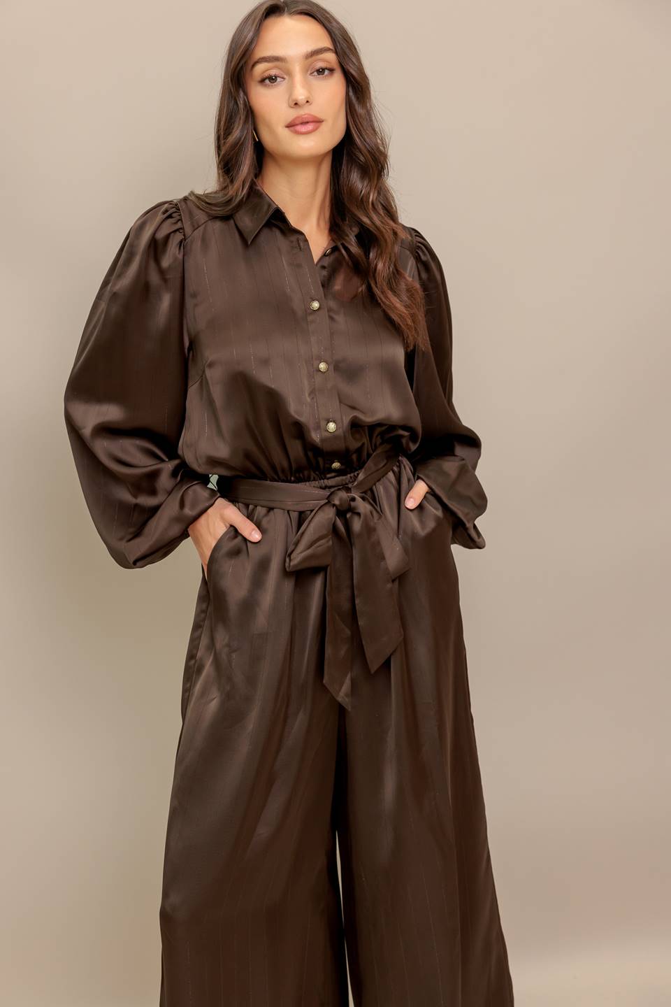 SUGAR BROWNIE WOVEN JUMPSUIT - By Baano