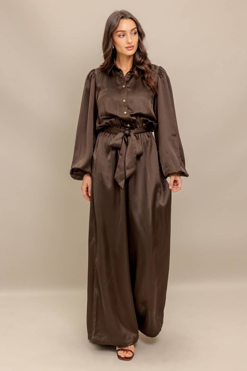 SUGAR BROWNIE WOVEN JUMPSUIT - By Baano