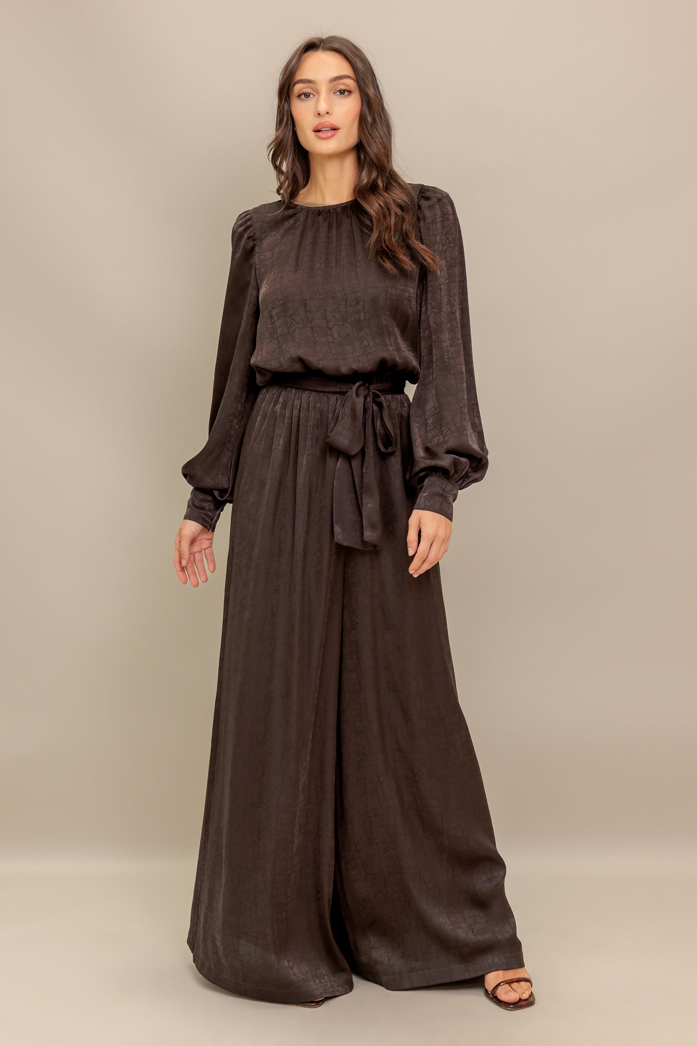 ESPRESSO WHISPER WOVEN JUMPSUIT - By Baano