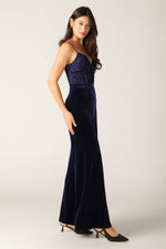 GLEAMING GLAM WOVEN LACE VELVET JUMPSUIT - By Baano