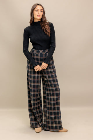 LATTE SUNDAY WOVEN PLAID PANTS - By Baano