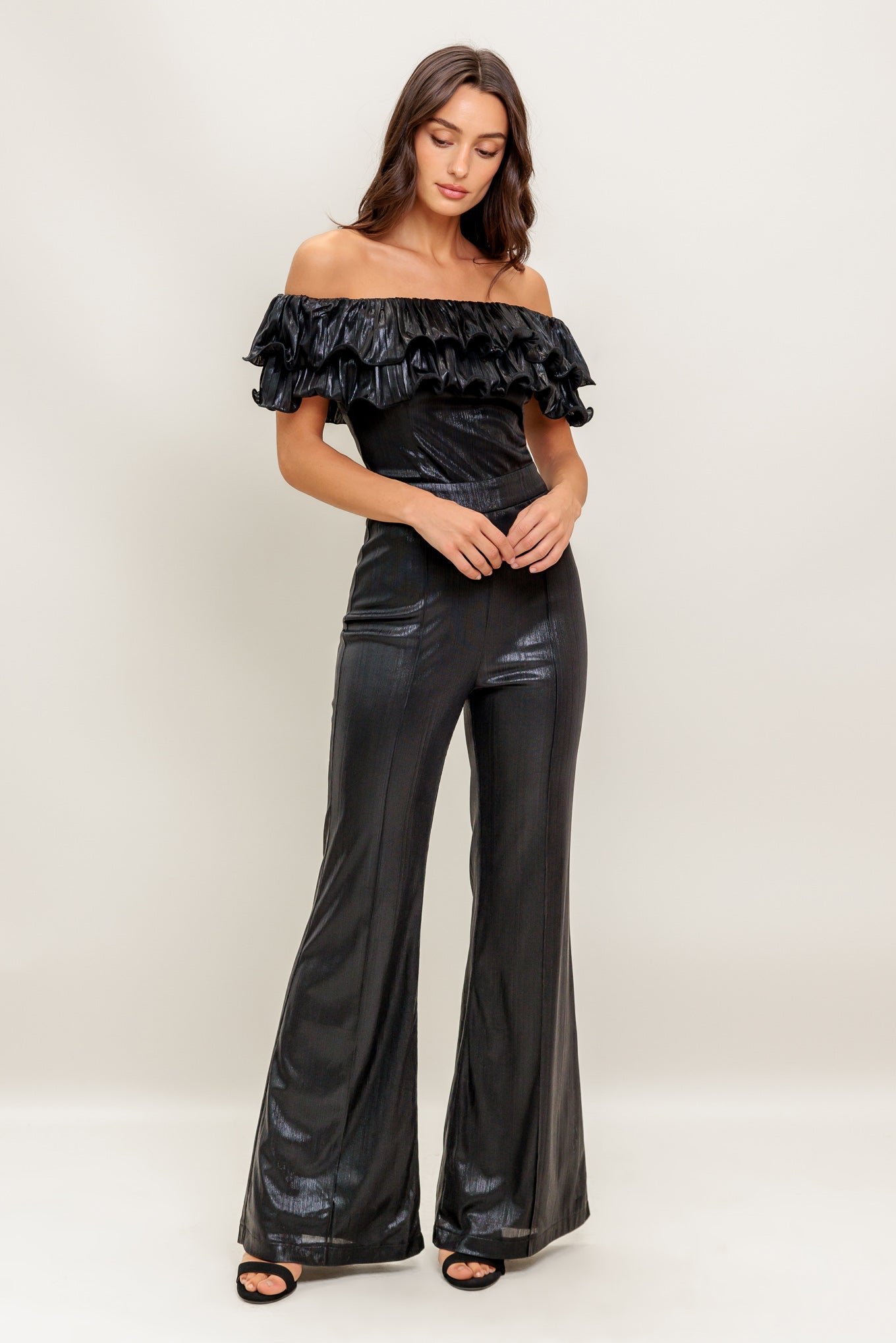 ANGEL EYES COATED WOVEN JUMPSUIT - By Baano