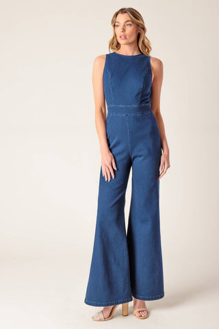 BOOK NOOK MEDIUM INDIGO DENIM JUMPSUIT - By Baano