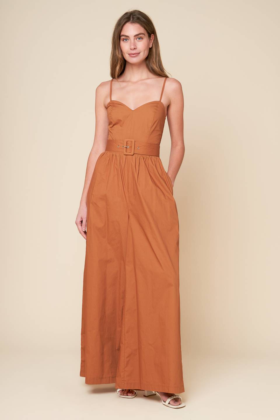 ELEVATED ICON BROWN WOVEN JUMPSUIT - By Baano