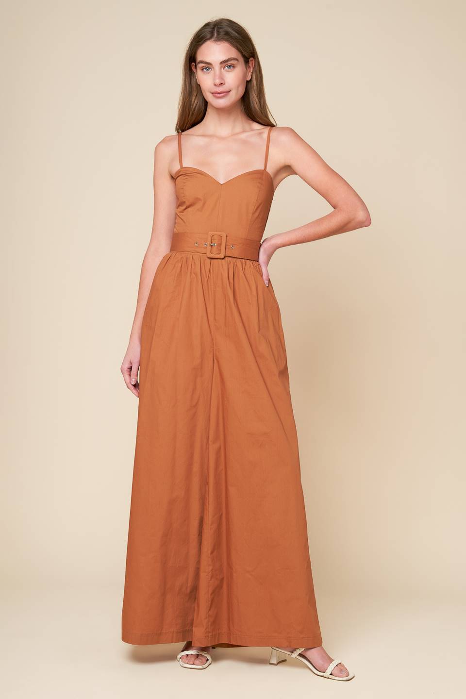 ELEVATED ICON BROWN WOVEN JUMPSUIT - By Baano