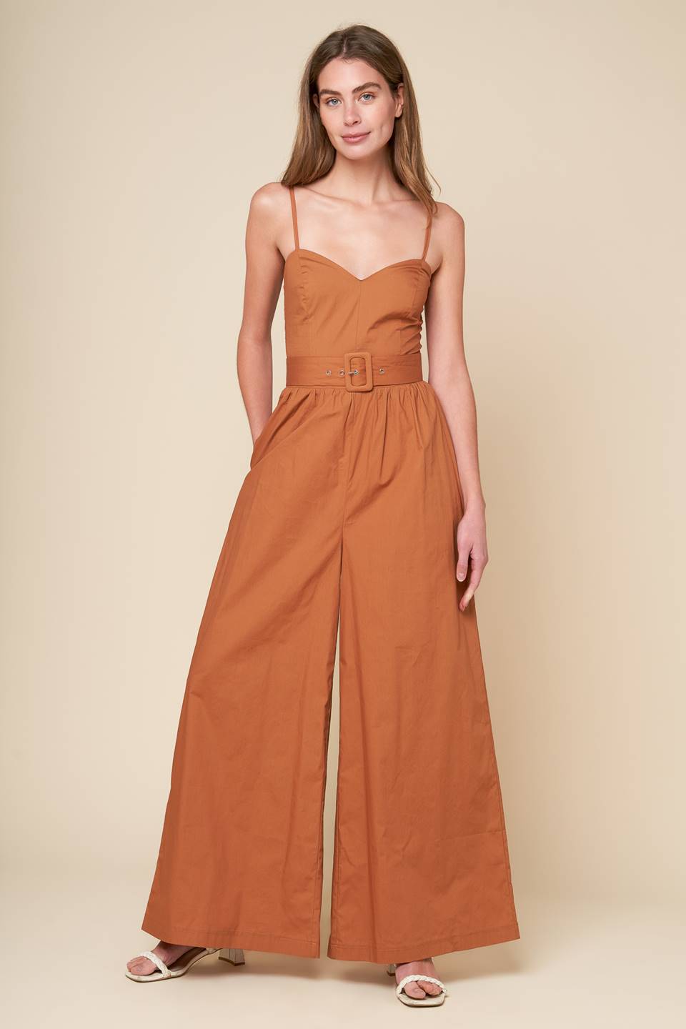 ELEVATED ICON BROWN WOVEN JUMPSUIT - By Baano