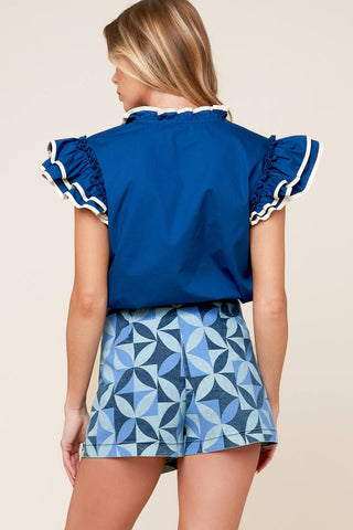 ENTICING DARLING BLUE DENIM SKORT - By Baano