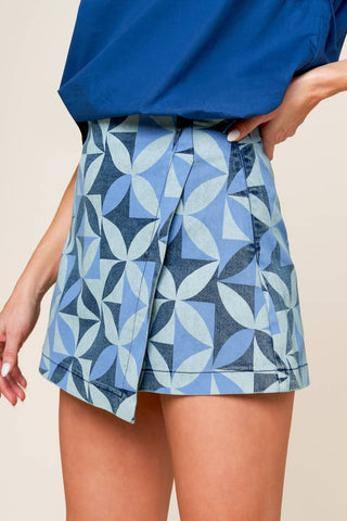 ENTICING DARLING BLUE DENIM SKORT - By Baano