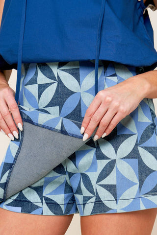 ENTICING DARLING BLUE DENIM SKORT - By Baano