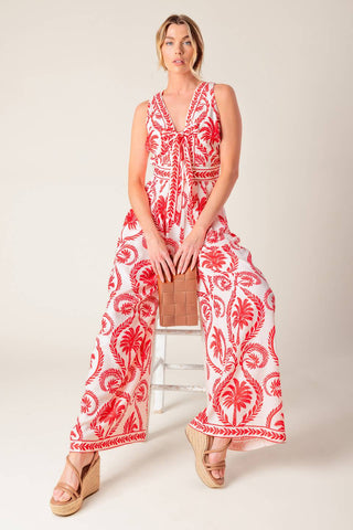 COLETTE DREAM RED WOVEN JUMPSUIT - By Baano