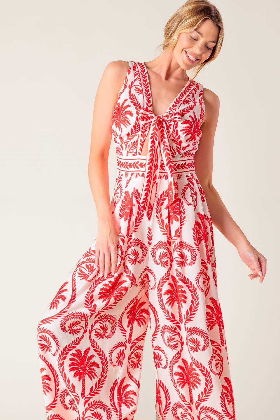 COLETTE DREAM RED WOVEN JUMPSUIT - By Baano