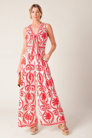 COLETTE DREAM RED WOVEN JUMPSUIT - By Baano
