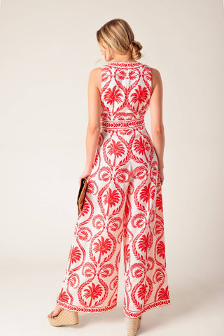 COLETTE DREAM RED WOVEN JUMPSUIT - By Baano