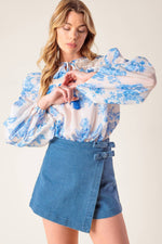 DISTANT ECHOES DENIM SKORT - By Baano