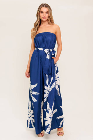 SERENE DAYS NAVY WOVEN JUMPSUIT - By Baano