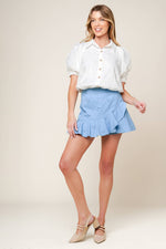 MOMENT OF CLARITY LIGHT INDIGO WOVEN SKORT - By Baano