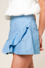 MOMENT OF CLARITY LIGHT INDIGO WOVEN SKORT - By Baano