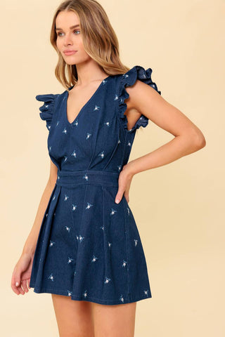 THE FELICITY DARK INDIGO WOVEN ROMPER - By Baano