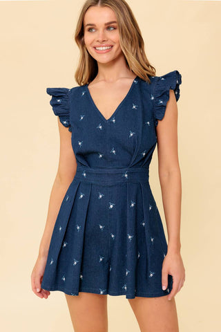 THE FELICITY DARK INDIGO WOVEN ROMPER - By Baano