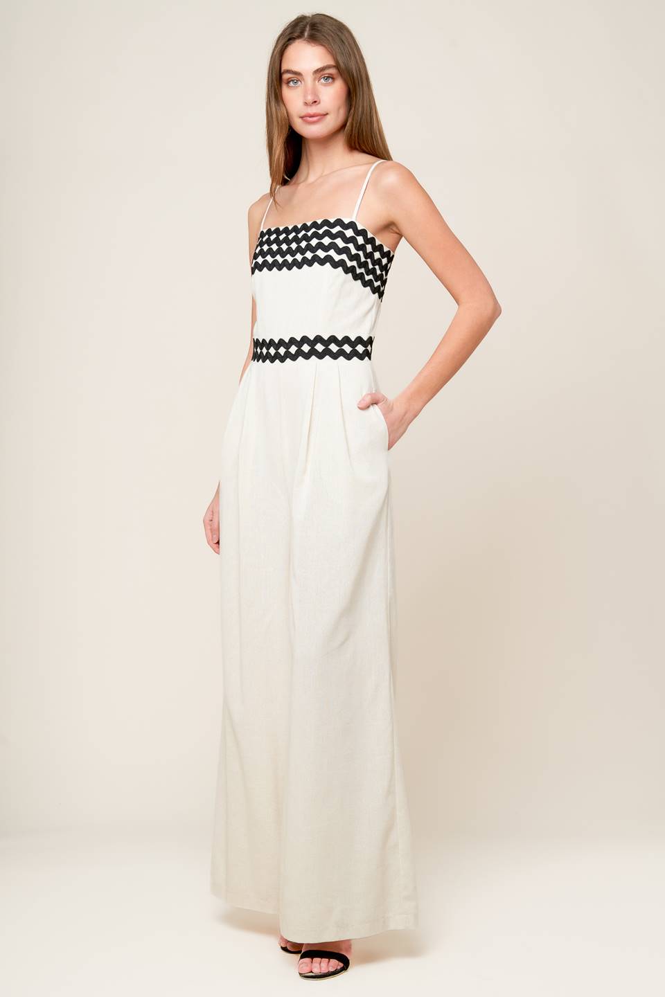 MEET AT THE PIER CREAM WOVEN JUMPSUIT - By Baano