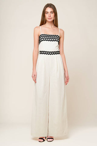 MEET AT THE PIER CREAM WOVEN JUMPSUIT - By Baano