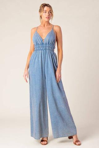 CAN'T CONVINCE ME ACID BLUE DENIM JUNPSUIT - By Baano