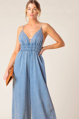 CAN'T CONVINCE ME ACID BLUE DENIM JUNPSUIT - By Baano