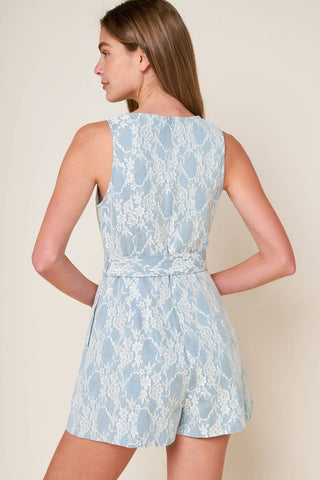 MOMENT MAKER DENIM BLUE WOVEN ROMPER - By Baano