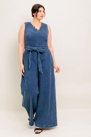 WHERE THE NIGHT MEDIUM INDIGO DENIM JUMPSUIT - By Baano