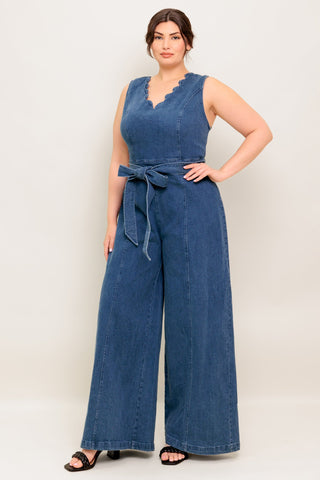 WHERE THE NIGHT MEDIUM INDIGO DENIM JUMPSUIT - By Baano