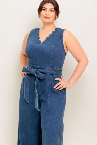 WHERE THE NIGHT MEDIUM INDIGO DENIM JUMPSUIT - By Baano