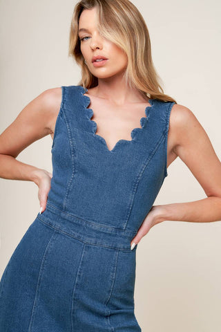WHERE THE NIGHT MEDIUM INDIGO DENIM JUMPSUIT - By Baano