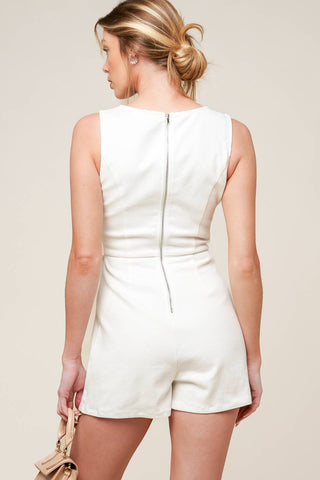 OPEN MINDED DENIM WOVEN SKORT ROMPER - By Baano