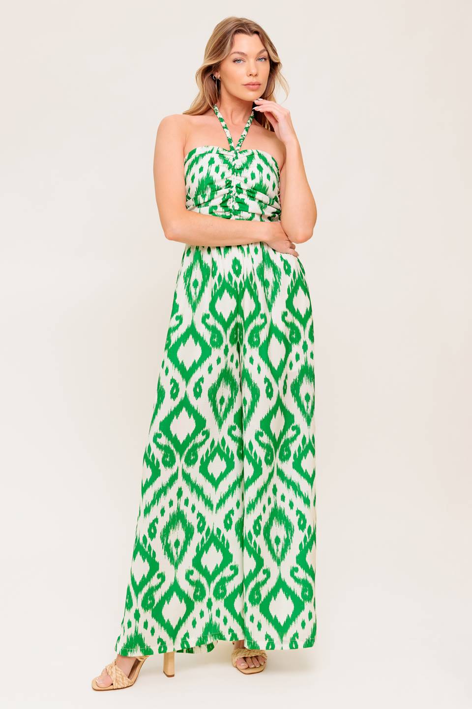 ANGELIC TOUCH GREEN WOVEN JUMPSUIT - By Baano