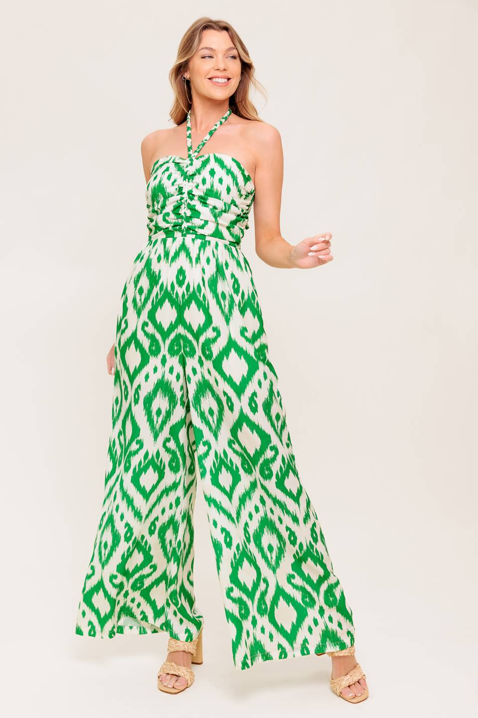ANGELIC TOUCH GREEN WOVEN JUMPSUIT - By Baano