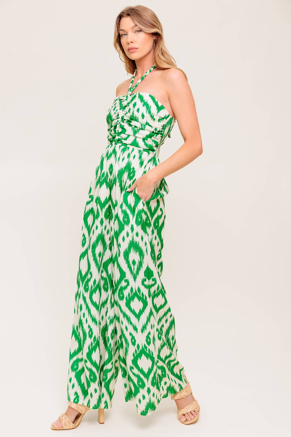 ANGELIC TOUCH GREEN WOVEN JUMPSUIT - By Baano