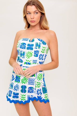 TELL ME WHITE BLUE WOVEN ROMPER - By Baano