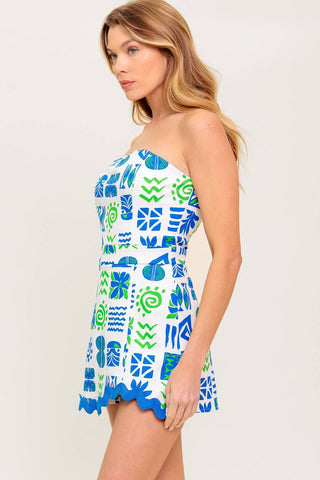 TELL ME WHITE BLUE WOVEN ROMPER - By Baano