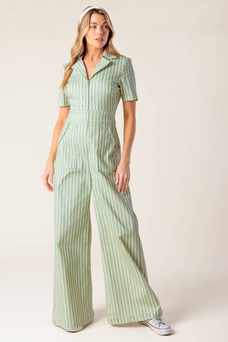COUNT ME IN OLIVE WOVEN JUMPSUIT - By Baano